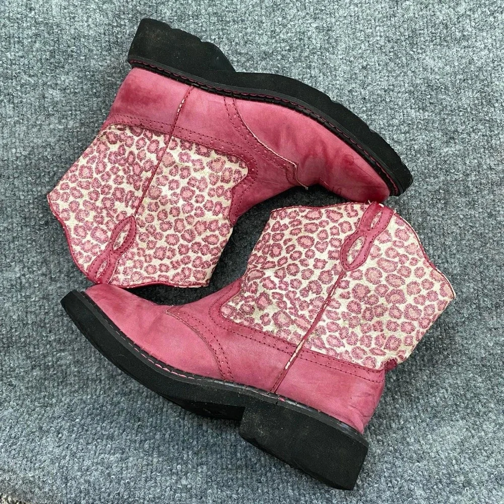 ROPER KIDS PINK LEOPARD ANIMAL PRINT GLITTER BOOTS WESTERN COUNTRY RODEO COWGIRL